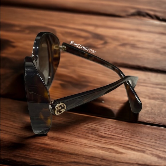Gucci Authentic Brown/Tortoise Sunglasses W/Gold GG +Case BRAND NEW NEVER WORN - Picture 2 of 3